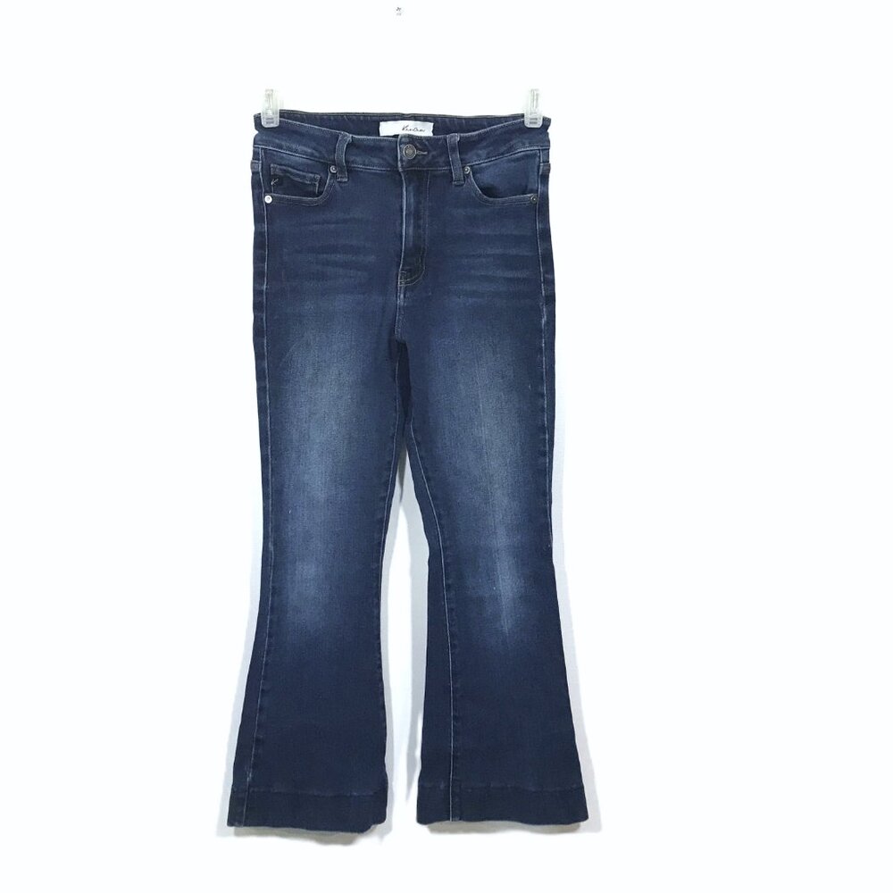 KanCan Midrise Flare Leg Cropped Jeans Dark Wash Size 9, 28 Waist
